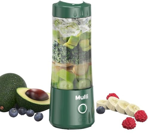 Mulli Tragbarer Mixer,USB-C wiederaufladbarer persönlicher Mixer für Smoothie und Shakes,Mini-Mixer mit sechs Klingen für Babynahrung, Reisen,Fitnessstudio