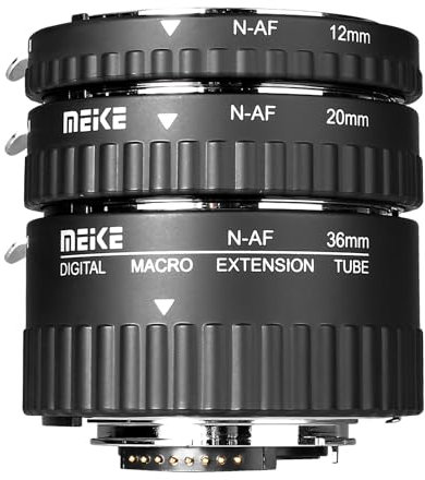 Meike MK-N-AF1-A Kit Adaptateur Macro Foucs en métal pour appareils Photo Reflex numériques Nikon (12 mm + 20 mm + 36 mm)