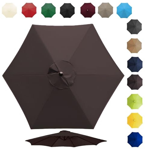 Toit de Rechange pour Parasol de Jardin 6 Côtes 8 Côtes Housse en Tissu de Protection Solaire 200cm 270cm 300cm Remplacement Housse de Parasol pour Jardin, Patio, Cour, Plage, Piscine, Table de Marché