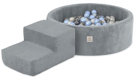 MISIOO Bällebad für Kinder mit Schaumstoff Bausteinen – 200 Bälle für den Indoor Spielplatz – Sicheres und kreatives Spielen für Babys
