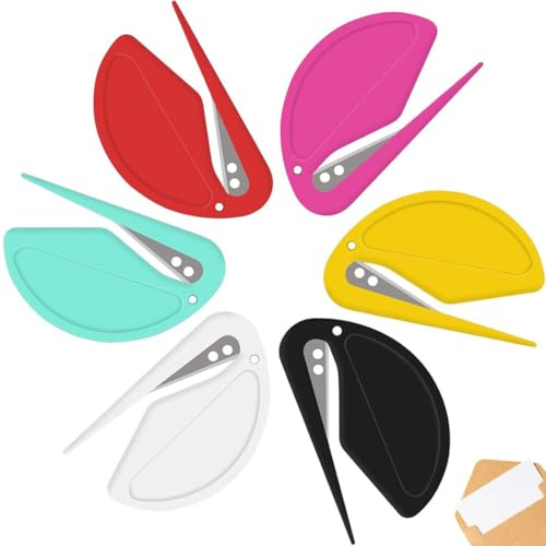 XENQITO 6 Pcs Abridores de Sobres, Abresobres de Plástico, Abresobres Pequeño, Abrecartas, Herramienta Eficaz para Sobres, Cajas de Correo, Paquetes, Corte de Papel, Abrir Cartas y Papel