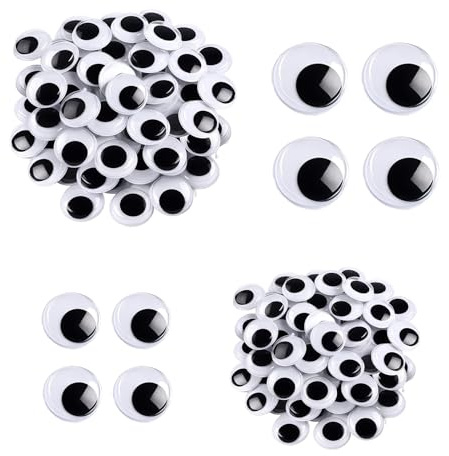 300 Stück Wackelaugen Selbstklebend,Kulleraugen Selbstklebend,Klebeaugen,Bastelaugen Kunststoff,Augen zum Basteln,Runde Schwarz Weiß Augen Aufkleber für DIY Scrapbooking Handwerk Zubehör(10/20mm)
