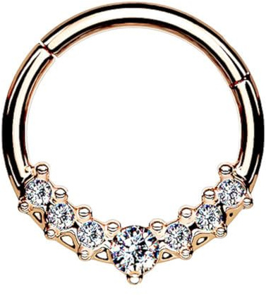 Taffstyle Hochwertiges Septum Piercing Ohr Segmentring Clicker Scharnier mit Kristallen