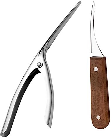 VERDANVERSE Strumento Sgusciare Gamberi in Acciaio Inossidabile con Manico in Noce Pulitore e Sfilettatore Ergonomico per Cucina Domestica e Professionale