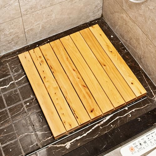 Tappetino da doccia in legno di cipresso, in stile giapponese, larghezza 40 cm, 60 cm, 70 cm, tappetino da bagno antiscivolo, tappetino da bagno multifunzionale e supporto per piante in vaso