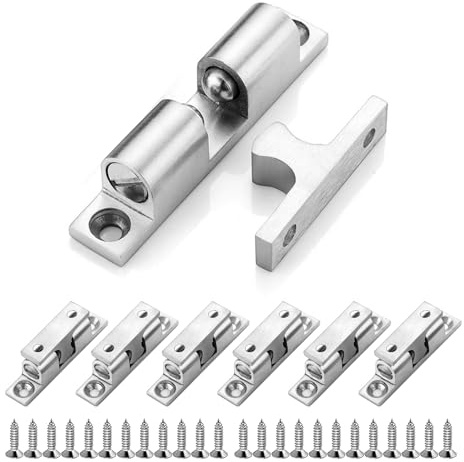 6 Pcs Ball Door Catches,Ball Top Door Hardware,Cabinet Door Latch Hardware,Tension Catch Furniture Latch,Roller Cabinet Catch Door Latch,for Wardrobes Cabinet Kitchen Closet Furniture (Silver,50MM)