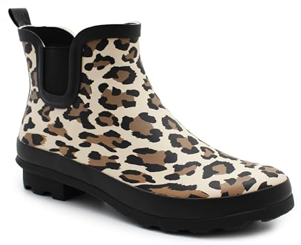 Womens Waterproof Ankle Boots Wellingtons Ladies Slip On Chelsea Rain Boots | Elastic Side Panels | Durable Tread Sole | Heel Pull Loop | Dog Walking