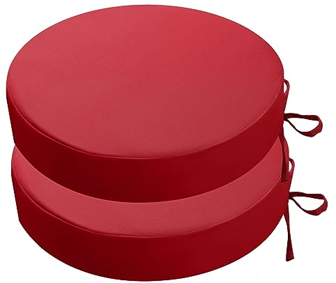 PRIMEPATIO Outdoor Sitzkissen Rund 35x35, 2er Set Wasserdicht, Rot