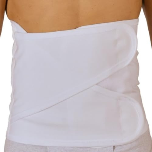 REMEDIA ONE Fascia Lombare Supporto Schiena Elasticizzata, Pancera Contenitiva Donna Uomo, Fascia Lombare Ortopedica Doppia Chiusura, H. 27cm - Bianca