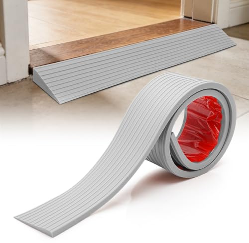 Türschwellenrampe 3cm Hoch | 100x8x3 cm Gummi Rampe für Saugroboter | Schwellenrampe rutschfest mit Klebeband | Türschwelle Rampe für Rollstuhl, Rollator, Kinderwagen, Einkaufswagen (Grau)