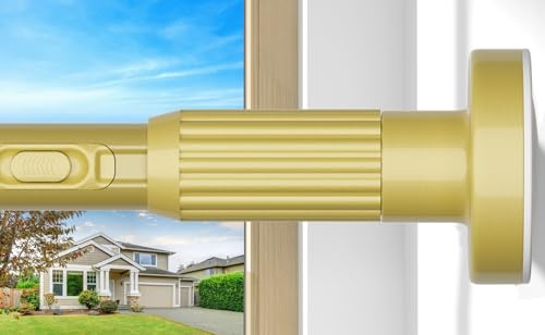 AIZESI Gardinenstange ohne Bohren 150-322cm Gold Ø32mm Teleskopstange | Verstellbare Klemmstange mit Federzug, kein Verrutschen. Ideal für Gardinen, Trennwand, Balkon & Duschvorhang