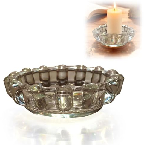 Bubble Glass Candle Holder – 5.1 Crystal Candle Dish for Tealights, Small Candles, Scented Candles, Aroma Stones and Reed Diffusers(Crystal Clear)