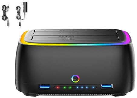 7 IN 1 Dual-bay Hard Drive Station USB3.0 5Gbps SATA HDD Docking Station For 2.5/3.5 HDD/SSD Enclosure Offline Card TF/SD Clone Drive Reader Dock To External To Hard Hard External Ssd Hard Re