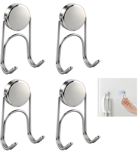 JinRuiCPeng 4 Stück Magnetische Haken, Magnethaken Extra stark mit Neodym Magnet, drehbare Aufhängehaken ohne Bohren für Grill, Werkzeugkasten, Garage, Outdoor und Kreuzfahrt