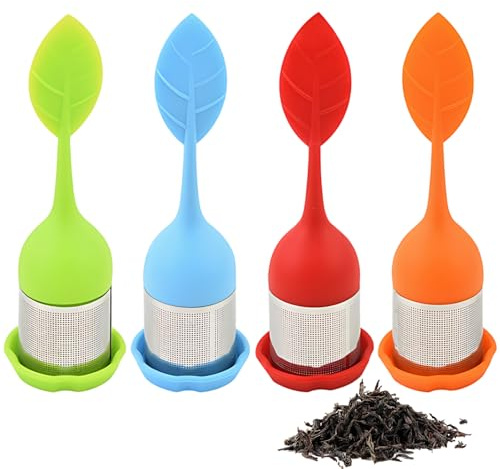 4 Stück 16CM Bunte Ei aus rostfreiem Edelstahl und Silikon Teekugel, Blatt Teesieb Für Losen Tee, Teeei, Teefilter, Praktisch Und Langlebig, Wiederverwendbare Teekugel