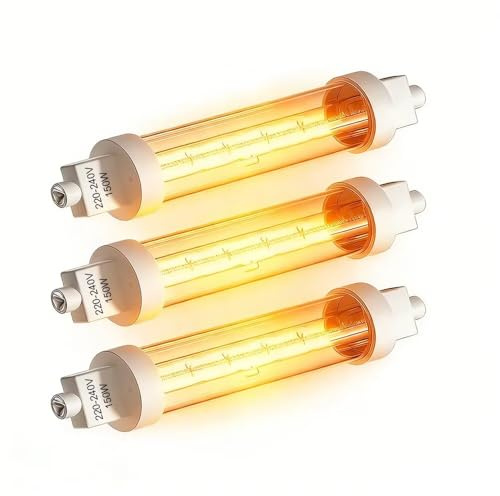 MONDEX Lampadina Alogena 118mm 150W, R7S LED 118mm Dimmerabile J118 Lineare Lampadine Alogene, Warm White 2150K, Jacketed Food Gantry Heat Lamp Bulb per Buffet, Mensa, Cucina, Scuola, 3 Pezzi