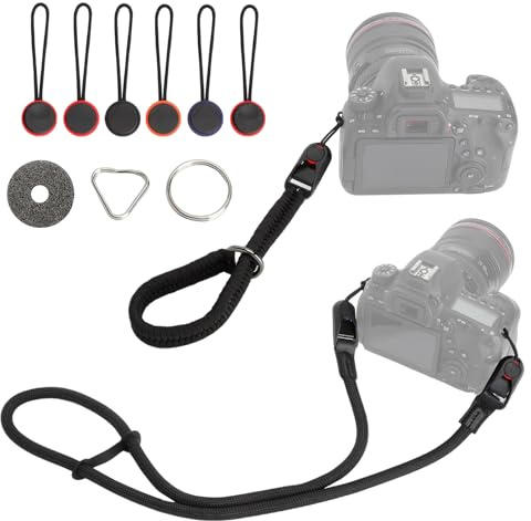 LOLANIUT Correa cámara y correa muñeca con liberación rápida, camera strap de cuerda resistente y paracord ligero, correa para cámara ajustable para réflex, mirrorless y digital