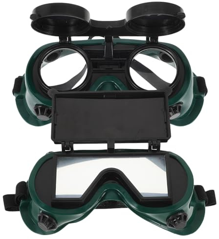 ULTECHNOVO 2Pcs Welding Safety Goggles Welder Goggle with Plastic Frame Green Color round Holes Design for Eye Protection and Block Carbon Slag Suitable for Welding and Soldering