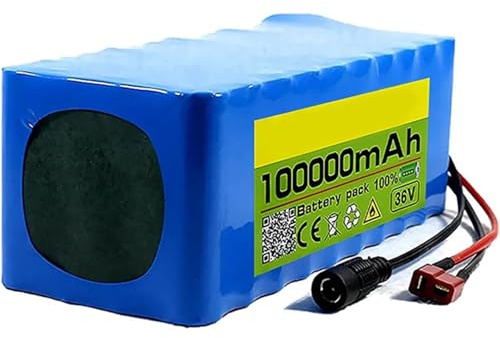36V 100Ah 10S4P Batería De Iones De Litio Impermeable para Bicicleta Eléctrica, Paquete De Baterías De Iones De Litio para E-Bike, con Cargador Y Placa De Protección BMS(T+DC)