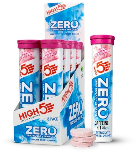 HIGH5 ZERO Caffeine Hit Electrolyte Tablets, Pink Grapefruit, 8x20 Tablets