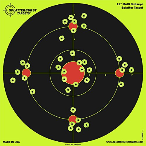 Paquete de 25-30,5 cm Splatterburst Multi Bullseye Objetivo de Disparo - Vea fácilmente los Brillantes Agujeros de Bala Fluorescentes - Excelente para Armas, Rifles, Pistolas y Pistolas de Aire.