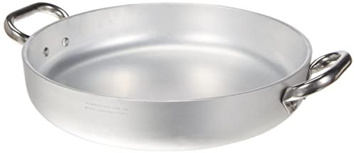 Pentole Agnelli Linea Alluminio 5 mm Tegame Radiante con Due Maniglie Inox, Argento, 32 cm