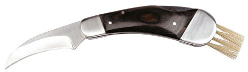 Schwarzwolf Outdoor PILZ Schwammmesser mit Schwammbürste, Neopren-Beutel, Edelstahl, Holz, Klappmesser, Trüffelmesser