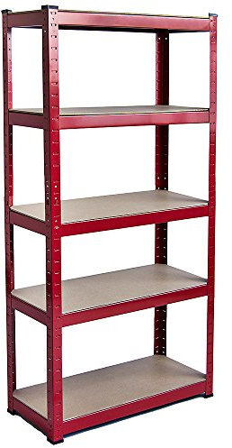 Home Vida 5 Tier Red Heavy Duty Adjustable Steel Garage Shelving Unit (H) 1500mm (W) 700mm - 875kg Weight Capacity