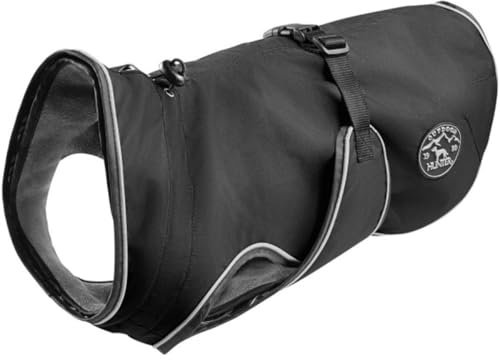 HUNTER Hundemantel UPPSALA 25, Farbe: schwarz, 2in1 Design mit herausknüpfbarem Innenfutter, wasserabweisend, reflektierende Paspeln, geschlossene Bauchseite, optimaler Sitz, Größe: 25