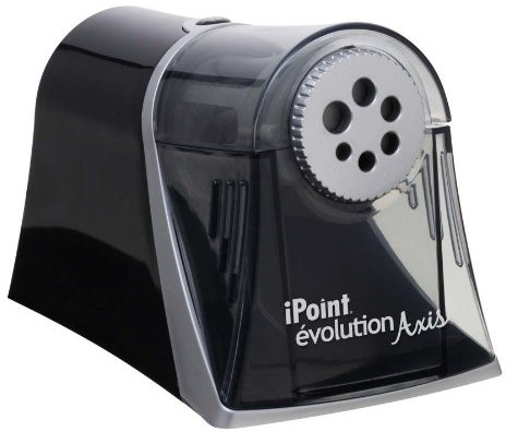 Westcott E-15509 00 iPoint Axis Elektrischer Anspitzer mit automatischem Spitz-Stopp, 6 verschiedene Öffnungen, grau/schwarz