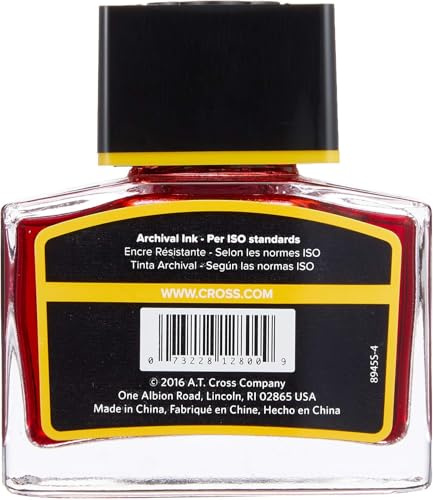 A. T. Cross Tinte für Füllhalter Tintenfass Cross FH-Tinte im Glas rot, mit 62,5 ml
