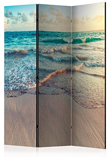 murando - Paravent Raumteiler Strand am Meer, 135x172 cm, 3-teilig, modern | Mobiler Sichtschutz, sofort einsatzbereit, Holzrahmen, ideal fürs Wohnzimmer oder Büro, geruchsneutral, lichtbeständig
