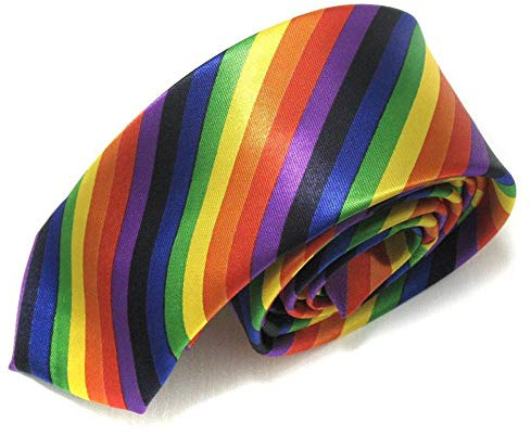 EROSPA® Krawatte Halsbinde Schlips Rainbow Regenbogen - Herren Männer - Gay Pride LGBT - 100% Polyester - 5 cm x 145 cm