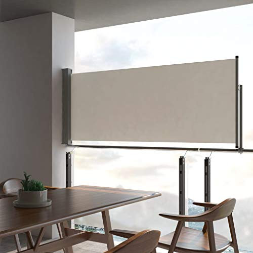 utdragbar sidomärkning 100 x 300 cm kräm | Vindskydd synskydd solskydd | sidoväggsmarkering sidorulle för balkong terrass trädgård