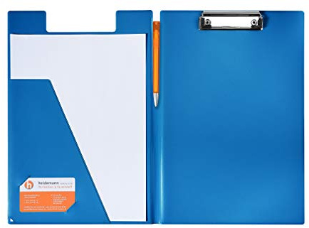 Heidemann Aufklappbare Klemmbrettmappe DIN A4 Plus, 11100000 (Mittelblau)