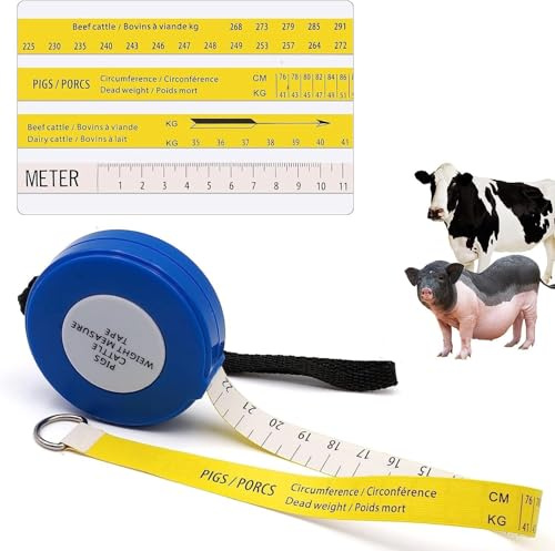 PROBEEALLYU Cinta métrica de peso de cerdos de 2,5M retráctil para cuerpo de animales, cinta métrica para medir la cintura, costura a medida, manualidades, tela de dieta