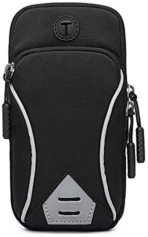 GORWRICH Running Armband Phone Holder Bag, Sweatproof Sports Armband with Key Holder and Extension Strap, Suitable for iPhone 11 11 Pro XS XR X 8 7 6s 6 Up To 6.5 Inches (Black)