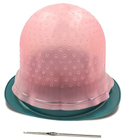 Losaria Silikon Highlight Kappe, Strähnchenhaube Haare Färben Hervorhebung Silikon Strähnchenhaube Set Stränchen Haube mit Nadel für Frauen und Mädchen Bläst