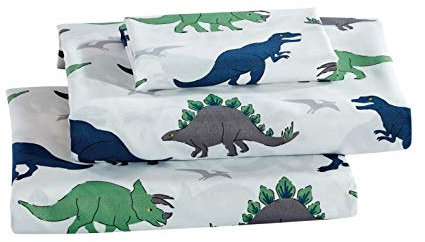 Linen Plus Sheet Set Kids/Teens Ancient Dinosaurs Green Blue Grey White New # T-rex Green (Full)