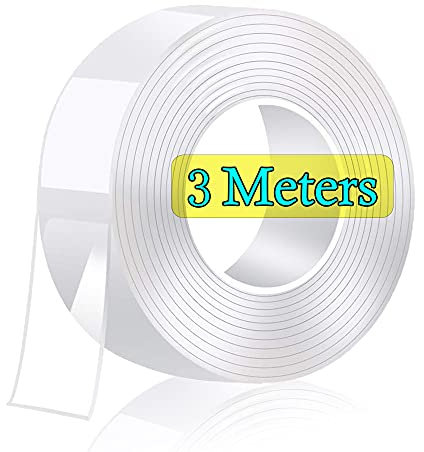 Keogh 3 Meter Doppelseitiges Klebeband Extra Stark, Transparentes Waschbares Dünn Nano Tape, Ablösbar Spurlos, Rutschfestes Wiederverwendbares-Doppelklebeband für Teppich, Küche, Auto oder Büro