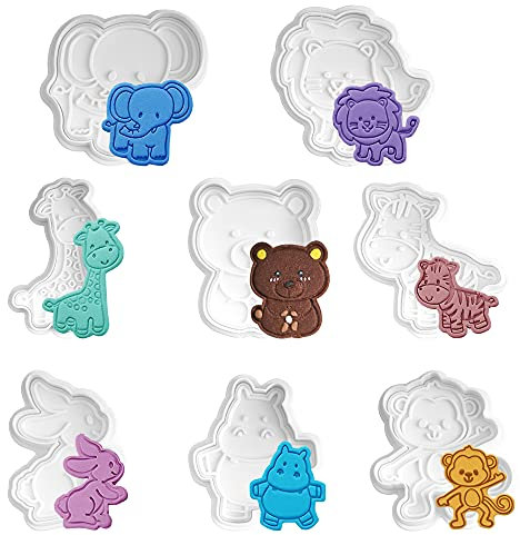 Hyber&Cara Tagliabiscotti Animali Set 8 Pezzi Taglierine Per Fondente Stampo Per Biscotti A Stantuffo