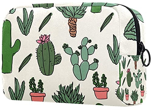 Watercolor Cactus Makeup Bags Portable Tote Cosmetics Bag Travel Cosmetic Organizer Toiletry Bag Make-up Cases for Women