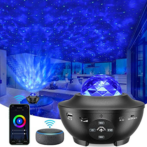 ARTINABS Projecteur Ciel Etoile, Projecteur Galaxie Led Planetarium Projecteur Lamp, Projecteur Galaxie Veilleuse Enfant avec ContrôLe Vocal/Bluetooth, Lampe Led éToile pour Enfant