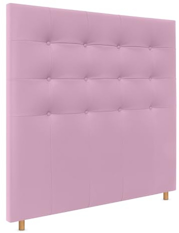 DHOME Cabecero Capitoné hasta el Suelo Cabezal 8cm tapizado ACUALINE Tela y Polipiel para Cama Dormitorio (135x120cm (120/135), Polipiel Rosa)