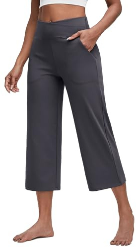 G4Free Yoga Capri Pants for Women Wide Leg Cropped Trousers with Pockets | Cross,Loose,Casual,Work Crop Pants,3/4 Trousers,Culottes for women