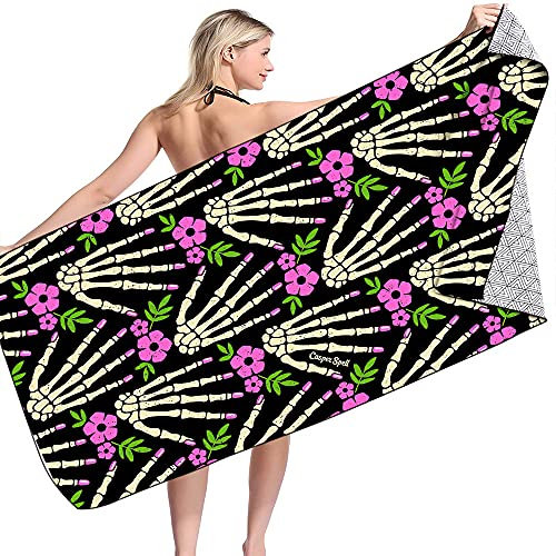 JXSMYT Mikrofaser-Strandtuch,Totenköpfe Handtücher,große Handtücher Decke Für Reisen,Pool,Schwimmen,Bad,Camping,Kinder Handtücher (KUL06,70x140cm)