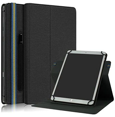 DINGGUAGUA 360° Drehung Universal Hülle für 9-11 Zoll Tablet,Schutzhülle für 9.7 10 10.1 10.2 10.3 10.4 10.5 10.6 10.9 Zoll Tablet,Case mit Stifthalter und Standfunktion,Schwarz