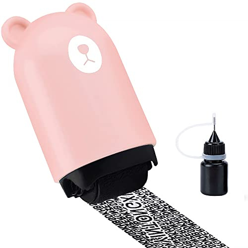 SEIWEI Identity Theft Protection Roller Stamp, Guard Roller Stamp for Secure Confidential ID Blackout Security Anti-Theft Privacy Safety (Pink), Rectangular, ABS Material, 2cm x 0.79inch, Pink