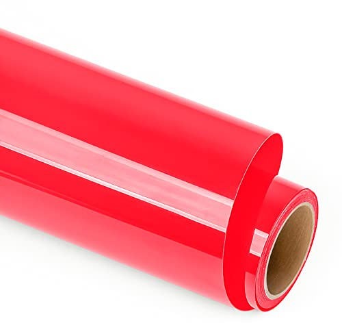 Lya Vinyl Plotterfolie Textil,30.5cm×1.8m Rot Flexfolie Plotter Textil für Cricut und Silhouette Cameo,Textilfolie Plotter zum Aufbügeln für DIY T-Shirt,Stoff