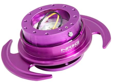 NRG Innovations NRG-SRK-650PP GEN 3.0 Race Steering Wheel Quick Release Hub Adapter, 6-Hole Desgin & 6x70 and 6x74mm Bolt Patterns, Purple Body/Purple Ring With Handles